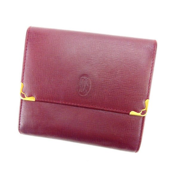 Authentic Cartier Wallet Purse Folding wallet Mastline Red Woman - Picture 1 of 4